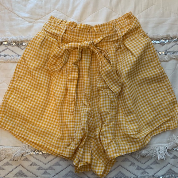 Brandy Melville Pants - Paper Bag Yellow Gingham Shorts